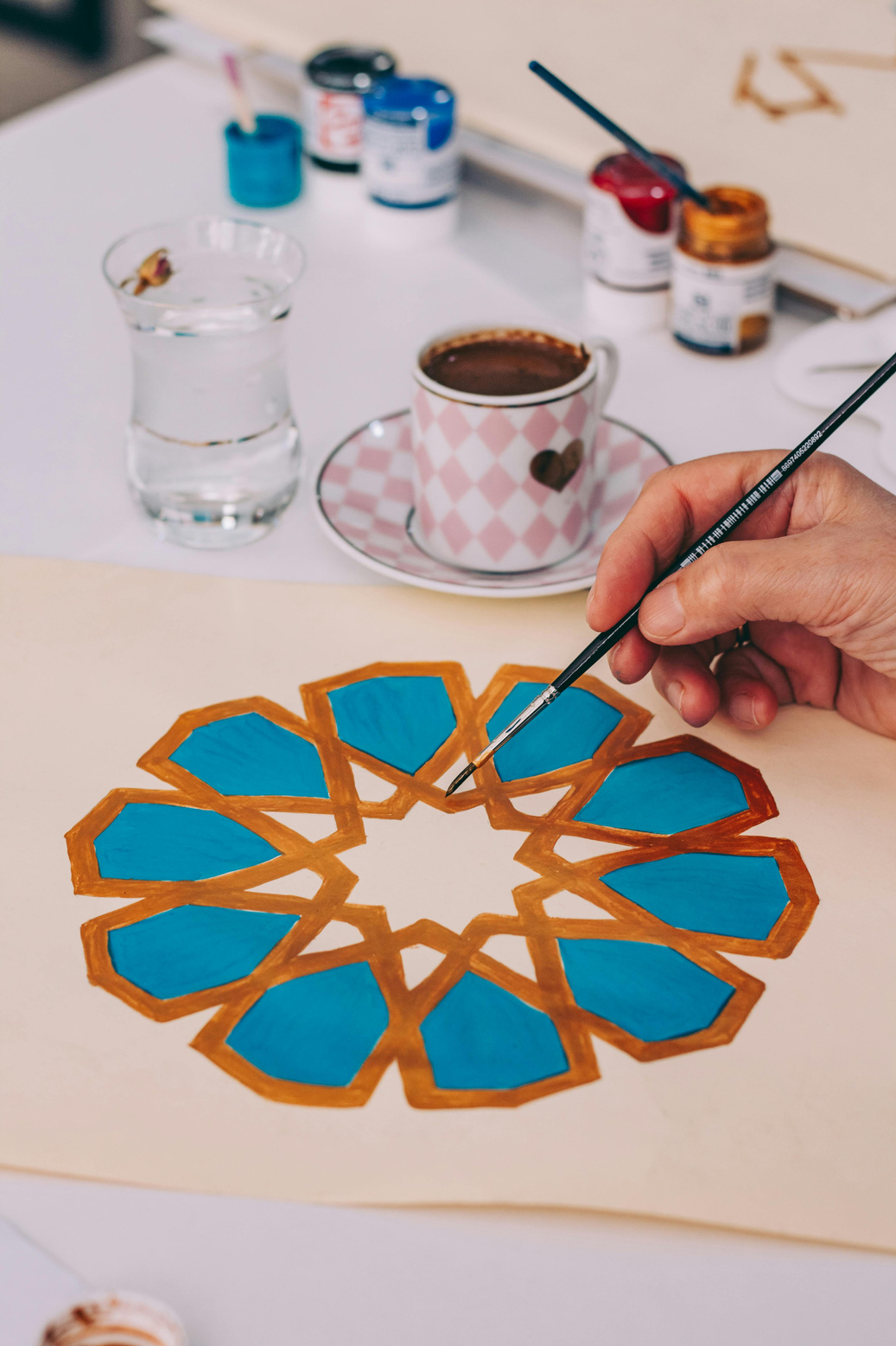 Artistic Hand Painting Geometric Mandala Design